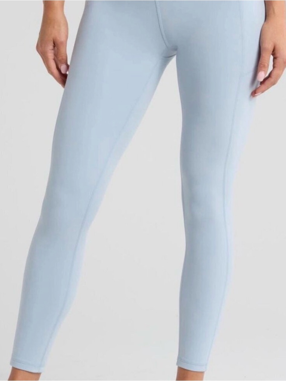 Zella Pale Blue High-Waist Performance 7/8 Athleticleggings Large